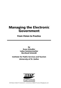 Cover image: Managing the Electronic Government: From Vision to Practice 9781593112448