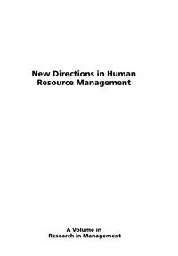 Cover image: New Directions in Human Resource Management 9781593110987
