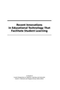 Cover image: Recent Innovations in Educational Technology that Facilitate Student Learning 9781593116521