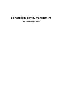 Cover image: Biometrics in Identity Management: Concepts to Applications 1st edition 9781608070176
