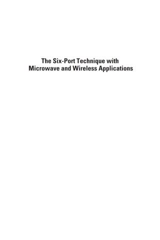 Cover image: The Six-Port Technique with Microwave and Wireless Applications 1st edition 9781608070336