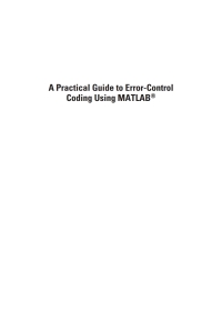 Cover image: A Practical Guide to Error-Control Coding Using MATLAB 1st edition 9781608070886