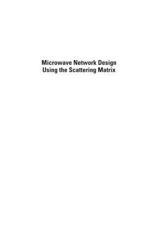 Cover image: Microwave Network Design Using the Scattering Matrix 1st edition 9781608071296