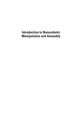 Titelbild: Introduction to Nanorobotic Manipulation and Assembly 1st edition 9781608071333