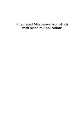 Imagen de portada: Integrated Microwave Front-Ends with Avionics Applications 1st edition 9781608072057