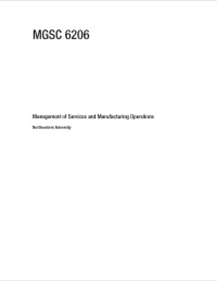 Cover image: MGSC 6206: MANAGEMENT OF SERVICE AND MANUFACTURING OPERATIONS - RAMAIYA BALACHANDRA