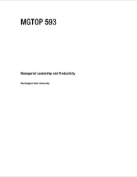 Cover image: MGTOP 593: Managerial Leadership and Productivity - Frederick Peterson