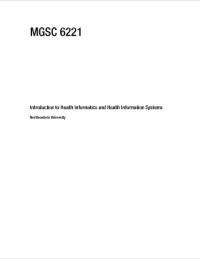 Cover image: MGSC 6221: INTRODUCTION TO HEALTH INFORMATICS AND HEALTH INFORMATION SYSTEMS - STANLEY HOCHBERG