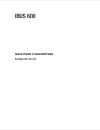Cover image: IBUS 600: Special Projects or Independent Study - Jerman Rose