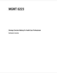 Cover image: MGMT 6223: STRATEGIC DECISION MAKING FOR HEALTH CARE PROFESSIONALS – CARL NELSON