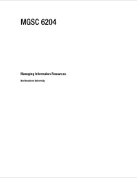 Cover image: MGSC 6204: MANAGING INFORMATION RESOURCES-RICHARD KESNER