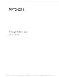 Cover image: MKTG 6218: MARKETING IN THE SERVICE SECTOR