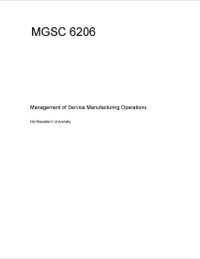 Cover image: MGSC 6206: MANAGEMENT OF SERVICE AND MANUFACTURING OPERATIONS
