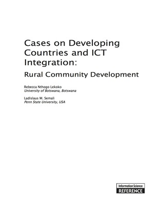 Cover image: Cases on Developing Countries and ICT Integration: Rural Community Development 9781609601171