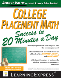 表紙画像: College Placement Math Success in 20 Minutes a Day 9781576859117