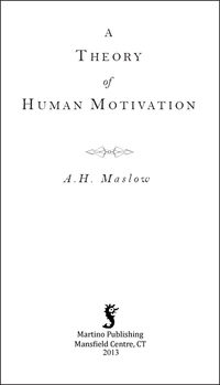Cover image: A Theory of Human Motivation 9781614274377