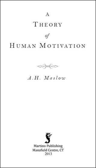 Cover image: A Theory of Human Motivation 9781614274377