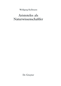Imagen de portada: Aristoteles als Naturwissenschaftler 1st edition 9781614517733