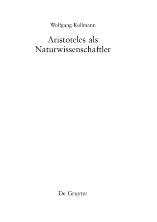 Cover image: Aristoteles als Naturwissenschaftler 1st edition 9781614517733