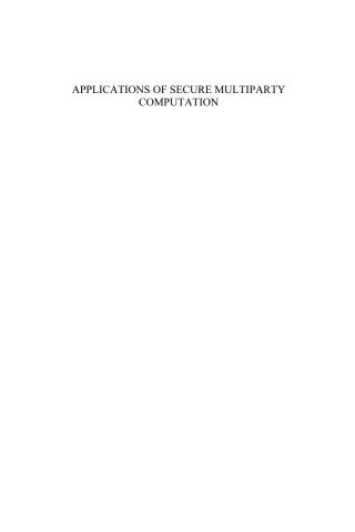 Cover image: Applications of Secure Multiparty Computation 1st edition 9781614995319