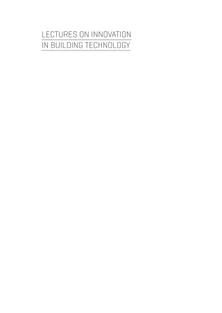 Cover image: Lectures on Innovation in Building Technology 1st edition 9781614995555