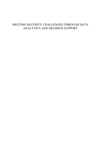 Cover image: Meeting Security Challenges through Data Analytics and Decision Support 1st edition 9781614997153