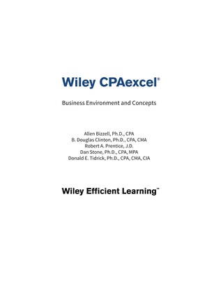 Cover image: Wiley CPAexcel Exam Review: Course Outlines - Business Environment and Concepts 7th edition 9781119083221