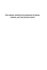 Cover image: The Liberal-Republican Quandary in Israel, Europe and the United States 9781936235551