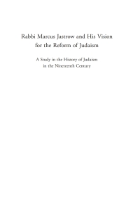 Cover image: Rabbi Marcus Jastrow and His Vision for the Reform of Judaism 9781618113450