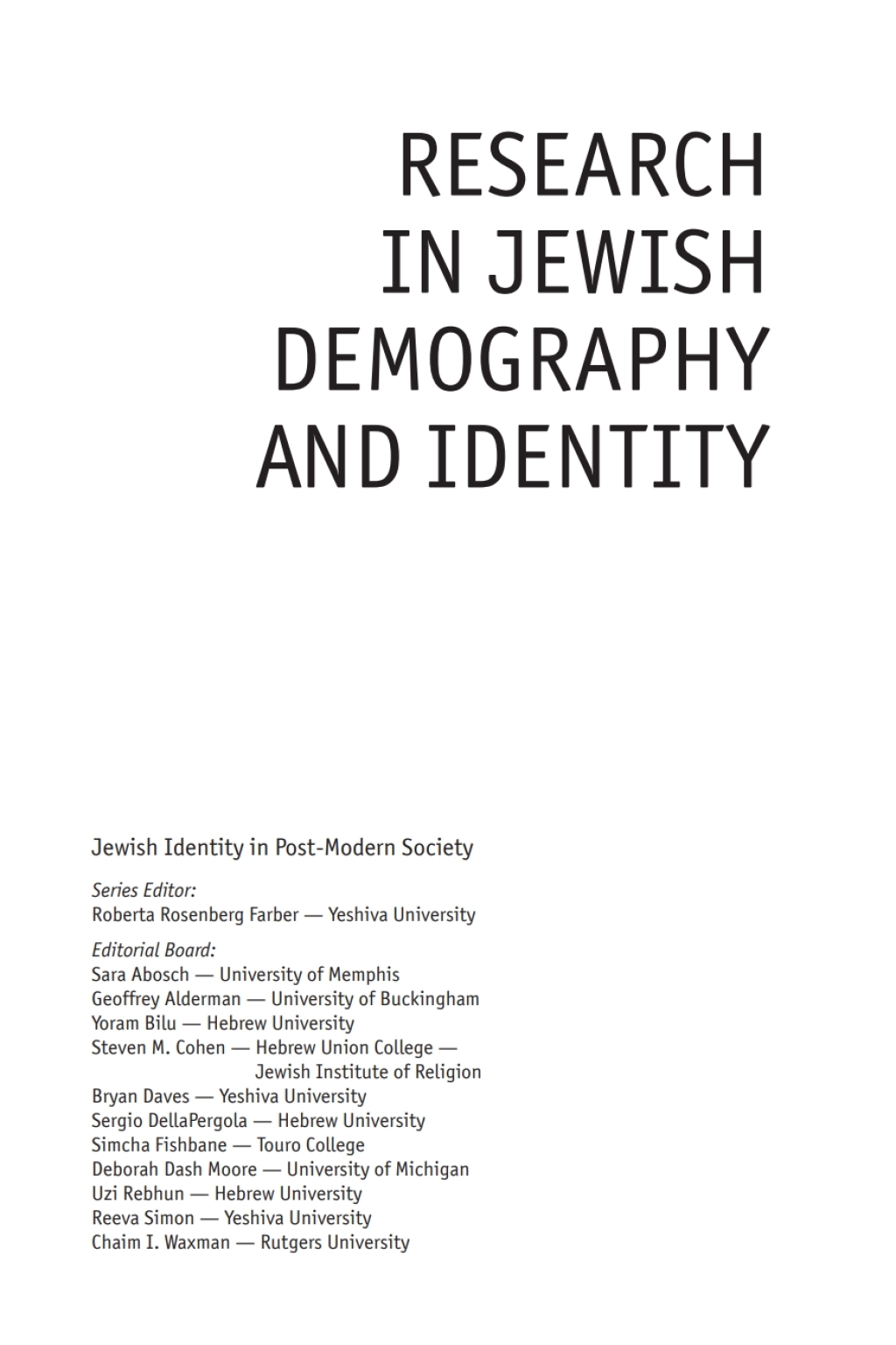 Research in Jewish Demography and Identity