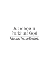 Cover image: Acts of Logos in Pushkin and Gogol 9781618115829