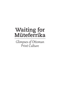 Imagen de portada: Waiting for Müteferrika 9781618116185