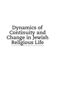 Cover image: Dynamics of Continuity and Change in Jewish Religious Life 9781618117137