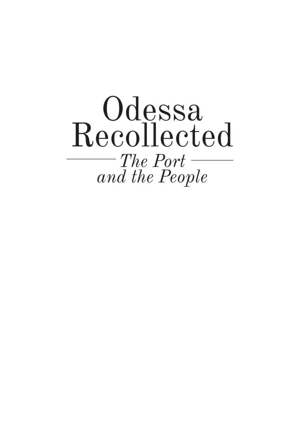 Odessa Recollected eBook