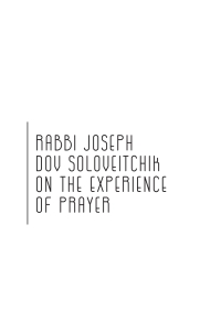 Cover image: Rabbi Joseph Dov Soloveitchik on the Experience of Prayer 9781618117199
