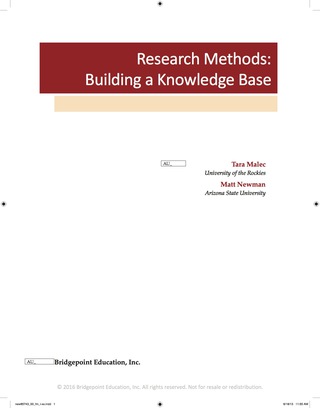Cover image: Research Methods: Building a Knowledge Base 1st edition 9781621785743