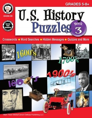 Cover image: U.S. History Puzzles, Book 3, Grades 5 - 8 9781622236459