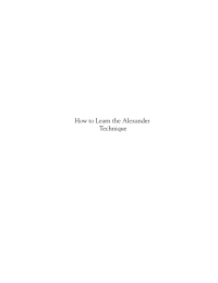 Imagen de portada: How to Learn the Alexander Technique 9781622775668
