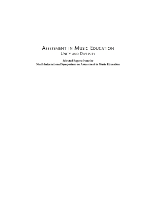 Cover image: Assessment in Music Education: Unity and Diversity 9781622778560