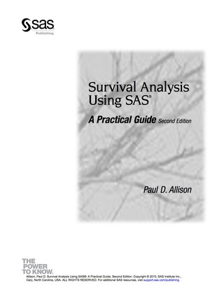 Imagen de portada: Survival Analysis Using SAS 2nd edition 9781599946405