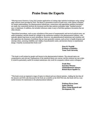 表紙画像: Pharmaceutical Statistics Using SAS 9781590478868