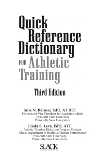 Cover image: Quick Reference Dictionary for Athletic Training 9781617110689
