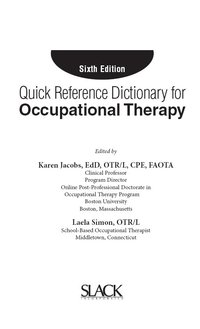 Cover image: Quick Reference Dictionary for Occupational Therapy 6th edition 9781617116469