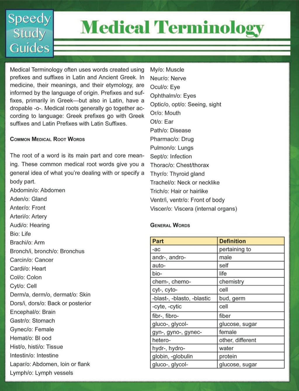 Medical Terminology (Speedy Study Guides)