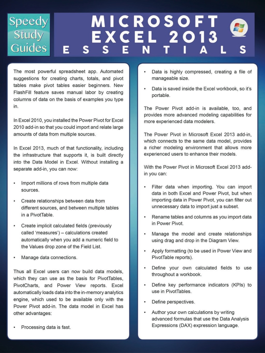 Microsoft Excel 2013 Essentials (Speedy Study Guides)