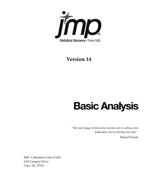 Cover image: JMP 14 Basic Analysis 9781635264937