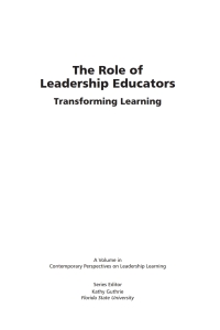 Imagen de portada: The Role of Leadership Educators: Transforming Learning 9781641130981