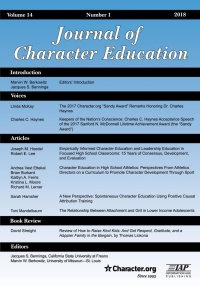 Cover image: Journal of Character Education - Issue: Vol. 14 #1 1st edition 9781641134033