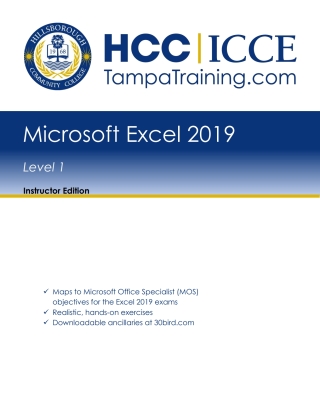 Imagen de portada: HCC - Excel 2019 Level 1 (Instructor Edition) 1st edition 9781949919639