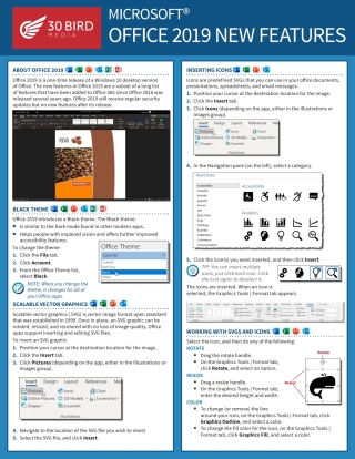 Cover image: Microsoft Office 2019 New Features Quick Reference Card 1st edition 9781950889440